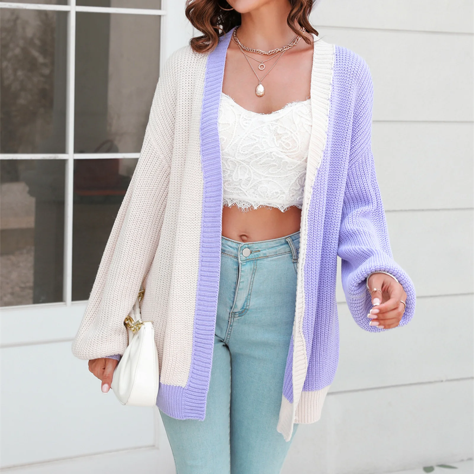 

Women Sweaters Coats Casual Knit Lantern Sleeve Ribbed Crochet Cardigan Elegant Jacket Comfy Chic Stylish Winter Fall Outwear