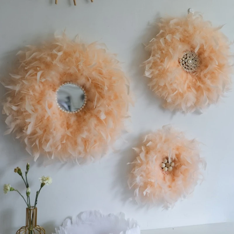 

40/50cm Natural Feather Dyed Feather Trim Fringe Wall Hanging DIY Handicrafts Decoration Kawaii Girl Pink Room Bedroom Decor