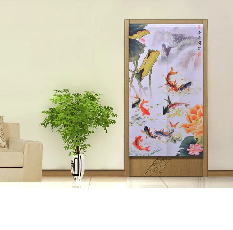 

Classical Chinese Style Fish Lotus Knitting Curtain Romantic Room Taiwan Feng Shui Decoration