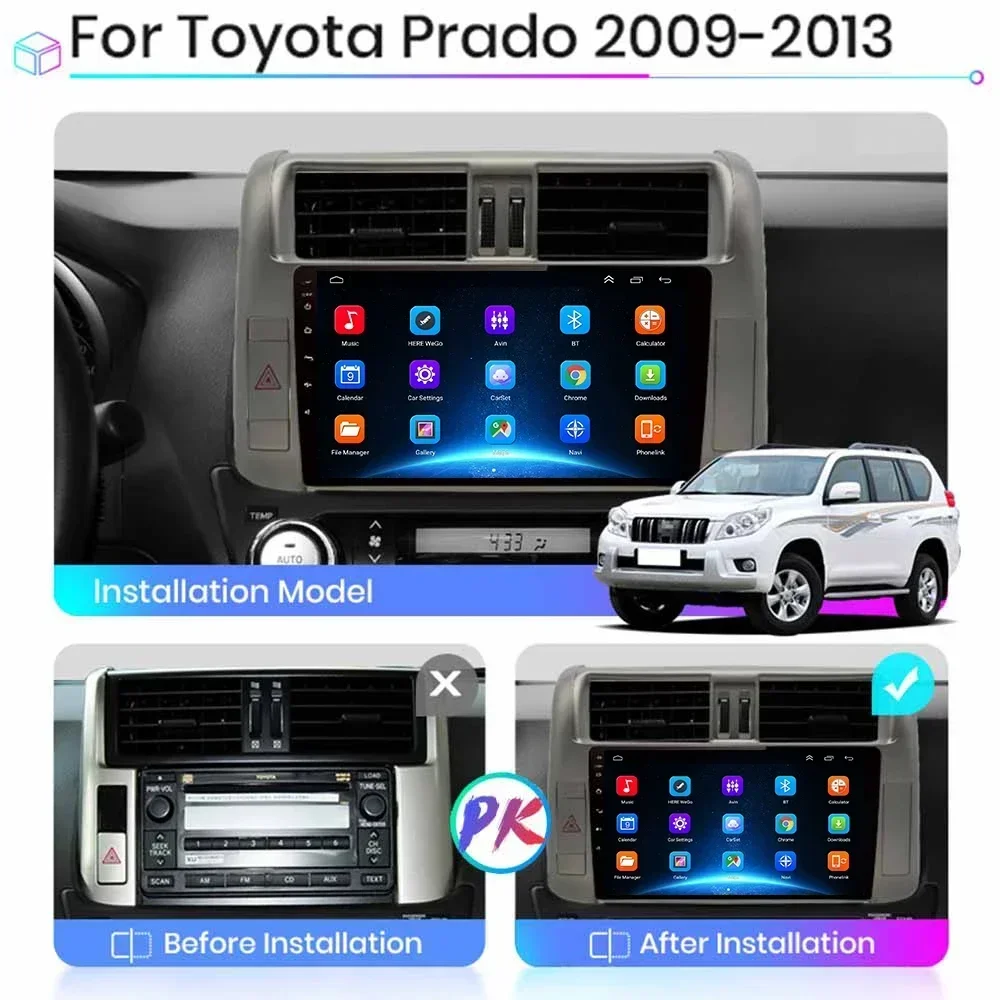 Фото Для Toyota Land Cruiser Prado J 150 2009-2013 Android 16 Авто Авто Радио Carplay Мультимедийная GPS-навигация Авто Аудио 2 din WIFI №2