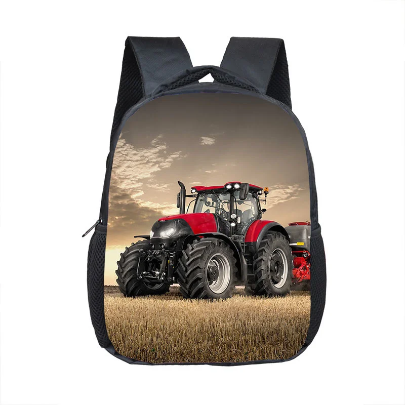 

12 Inch Farm Tractor Print Children School Bags Boys Girls Kindergarten Backpack Baby Toddler Bags Kids Book Bag Gift