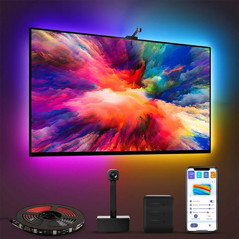 

Govee TV LED Backlights with Camera RGBIC Wi-Fi TV Backlights Led Strip Light for 55-65 inch TVs PC Alexa & Google Assistant