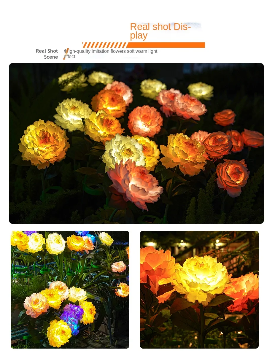 YY Солнечная Цветочная лампа пиона уличная Водонепроницаемая садовая