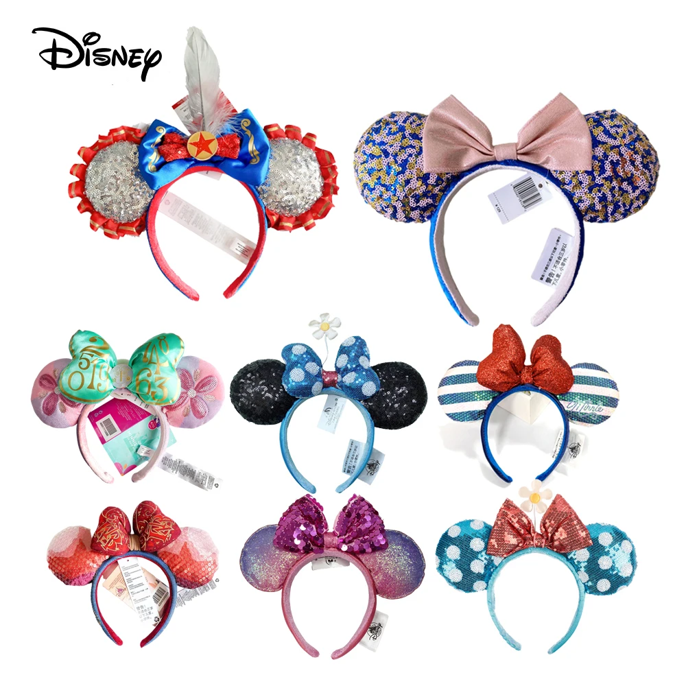 Disney Ears Headband Big Bows Sequins Headset Mickey Minnie Headwear for Cosplay Gifts for Festival