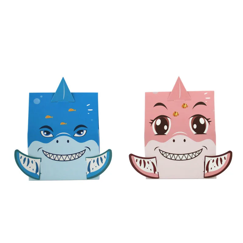 

50pcs/lot Cartoon Animals Candy Boxes Cartoon Shark Sugar Boxes for Kid's Birthday Party Baking Package for Party Gift Decor