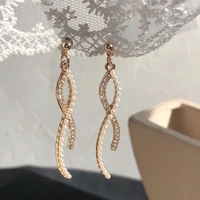 punk curve pearl dangle earrings for 2021 female statement ear jewelry