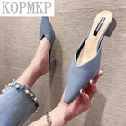 Женские туфли-лодочки без застежки, на низком каблуке, с острым носком