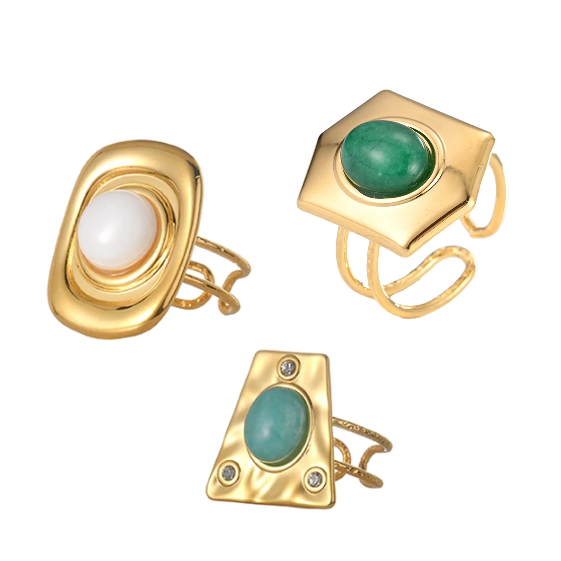 Новые Ретро Кольца из натурального камня Женские Геометрические открытые