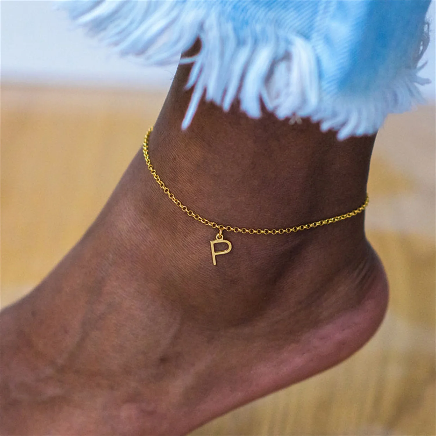 

High Quality 26 A-Z Alphabet Initial Letter Anklet For Women Stainless Steel Gold Plated Chain Charm Name Pulseras MujerJewelry