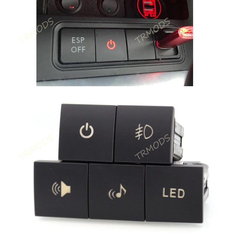 

1PC LED DRL Parking Radar Music Spotlights Power On Off Camera Switch Button For Volkswagen Golf 6 Jetta 5 Scirocco Polo MK5 EOS