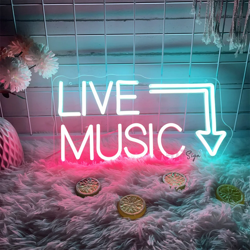 

Live Music LED Neon Signs Lights for Party Bar Studio Glowing LED Night Lights Neon Signs DJ Wall Decor Game Bar Party Lamps