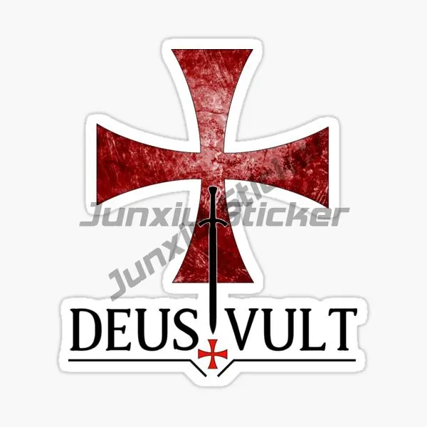 Водонепроницаемый значок рыцарь Templar Crusader Red Cross Deus обычный значок ПВХ водонепроницаемые наклейки бампер для ноутбука автомобиля окна стекла кемпера фургона стола холодильника