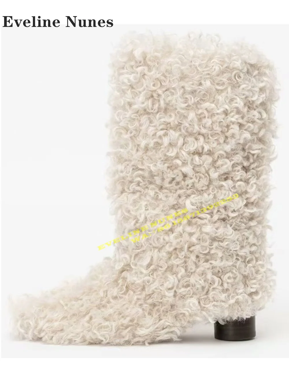 2024 зимние меховые теплые ботинки до середины икры повседневные женские с острым