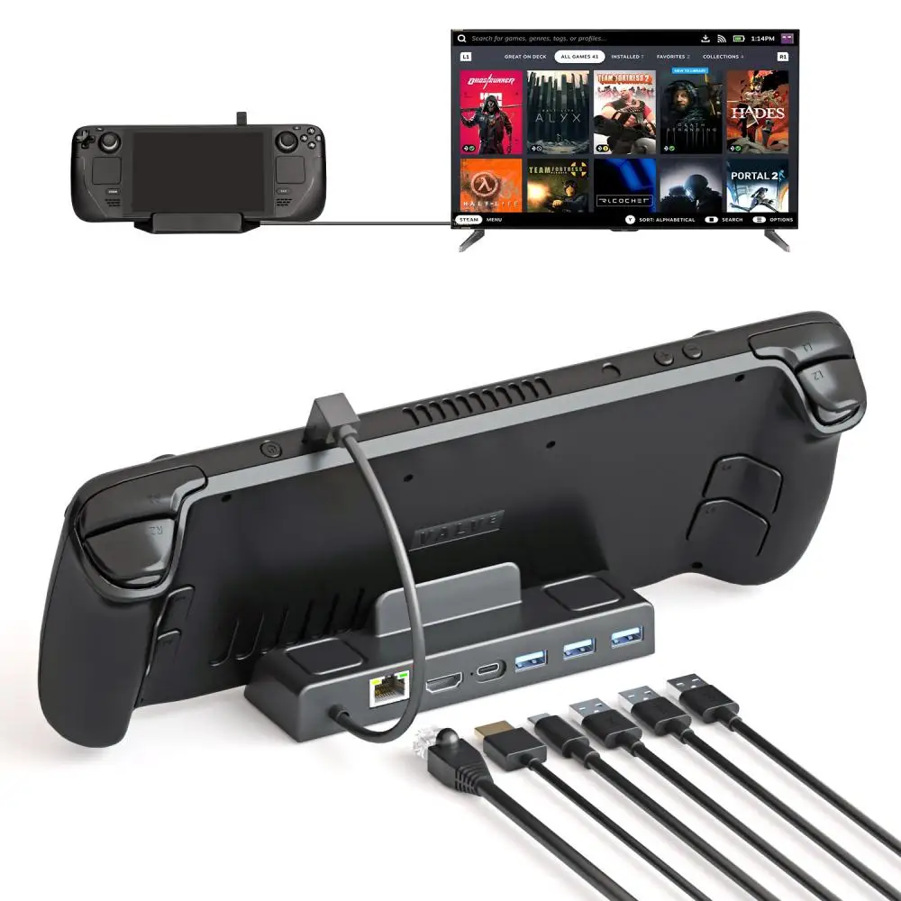 

60 Гц для парового палуба Usb C к Rj45 Ethernet Tv/подключение дисплея 6 в 1 Usb 3.0 зарядное устройство Type-c Подставка для телевизора держатель концентратора