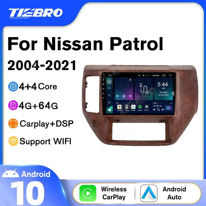 

Головное устройство Tiebro 2DIN, автомобильное радио для Nissan патруль 2004-2021, автомобильное стерео, Bluetooth плеер, Android 10, GPS-навигация, автомобильное DSP