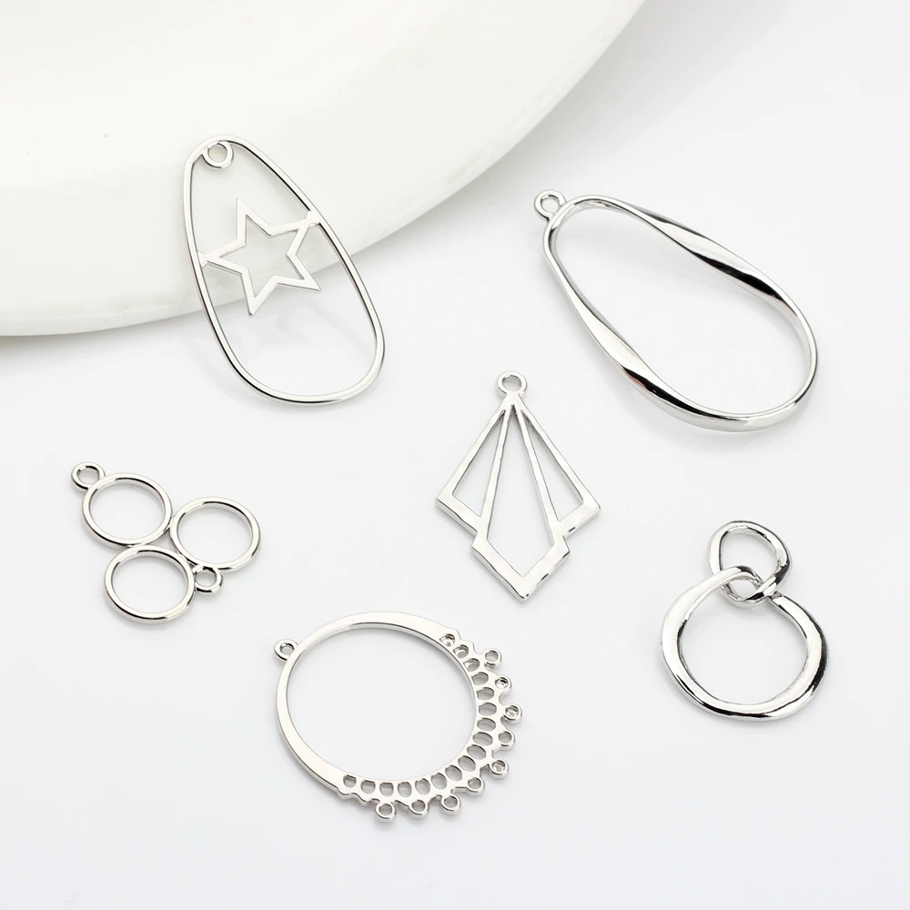 

Zinc Alloy Pendant Geometric Hollow Charms Connector 6pcs/lot For DIY Fashion Jewelry Earrings Making Accessories
