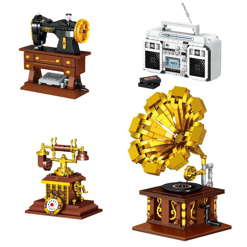 

Classic Creative Ideas Building Blocks Mini Bricks Digital Camera Cellphone Typewriter Telescope Model Kit Toys Gift For Adults