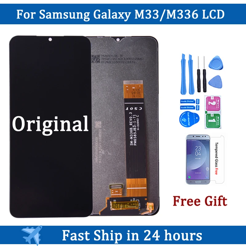 

ЖК-дисплей M336 для Samsung M33 5G M336 M336B, ЖК-дисплей с сенсорным экраном и дигитайзером в сборе для Samsung M33 M336BU, ЖК-дисплей с рамкой