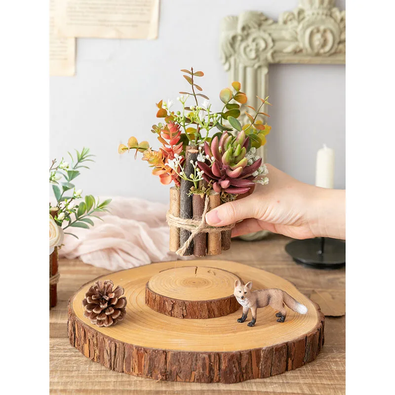 TingKe-японский искусственный цветок ручной работы зеленое растение украшение в