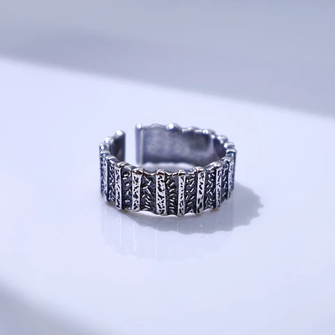 Регулируемое кольцо LENNIK "Забор", античное серебро, медь