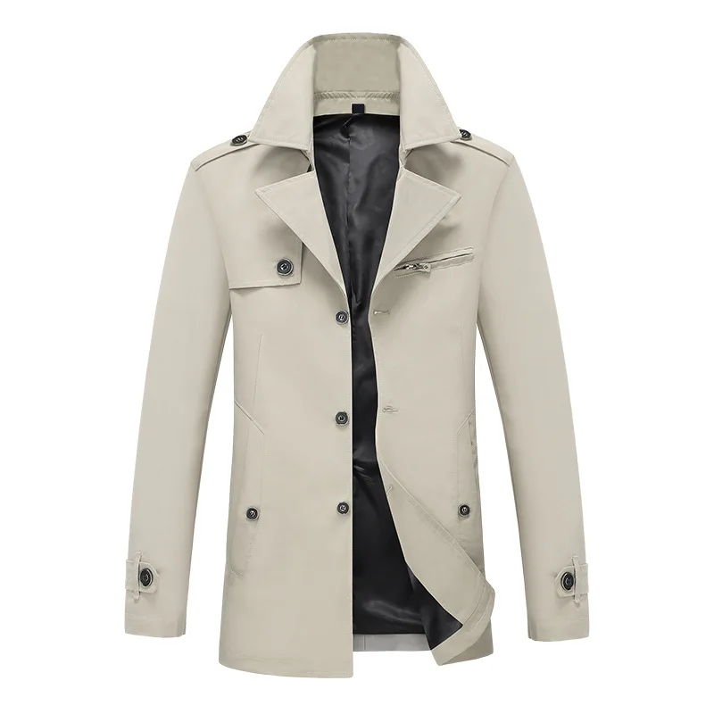 

Mens Medium Long Korean Slim Fit Jacket Oversize Men Khaki Long Sleeve Button Up Trench Coat Streetwear Windbreaker Xxxl Xxxxl