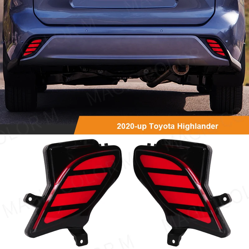 

LED Rear Bumper Reflector For Toyota Highlander 2020 2021 2022 2023 Dynamic Turn Signal Light Brake Fog Lamp Car Accessories 12V