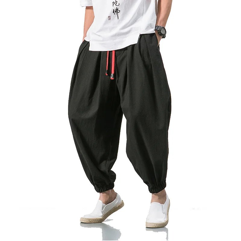 

Summer Style arem Pants Men Cinese Style Casual Loose Cotton Linen Sweatpants Joer Pants Streetwear Trousers ABZ397