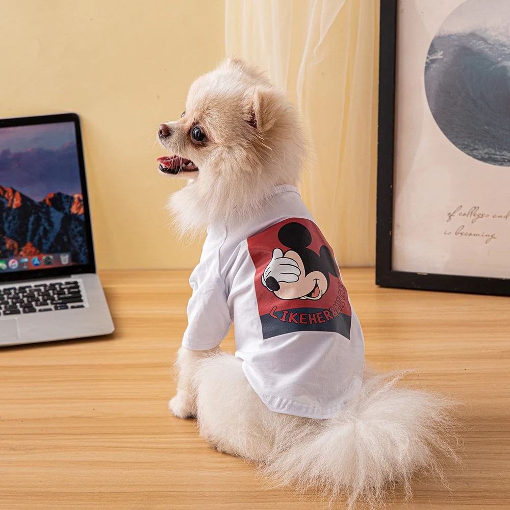 

Disney Cotton Dog Clothes Small and Medium Pet Clothes Summer Fashion Mickey Mouse Dog Vest Ropa Para Bulldog Ingles