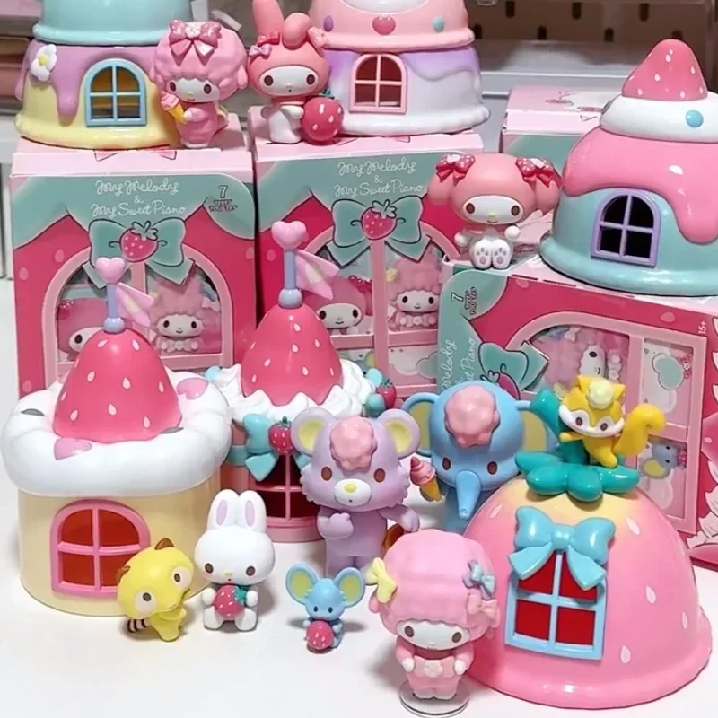 Sanrio My Melody And Sweet Piano Play House Series Аниме Фигурка кавайная экшн-фигурка модель орнамент