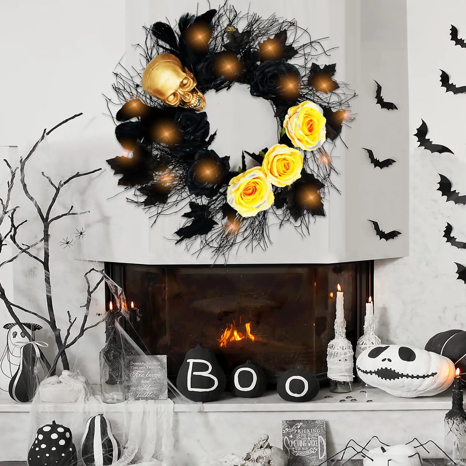 

Halloween Garland Door Decorations Party Home Decorations Front Door Garland Wall Decor With Lamp