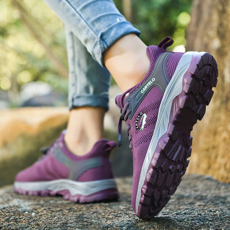 CARTELO Summer New Breathable Women's Running Shoes Mesh Design Ladies Vulcanized Shoes Fashion Flats Females Outdoor Sneakers