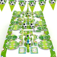 soccer football theme kids party birthday party decoration cup plate straw bunting loot bag tablecloth soccer party supplies