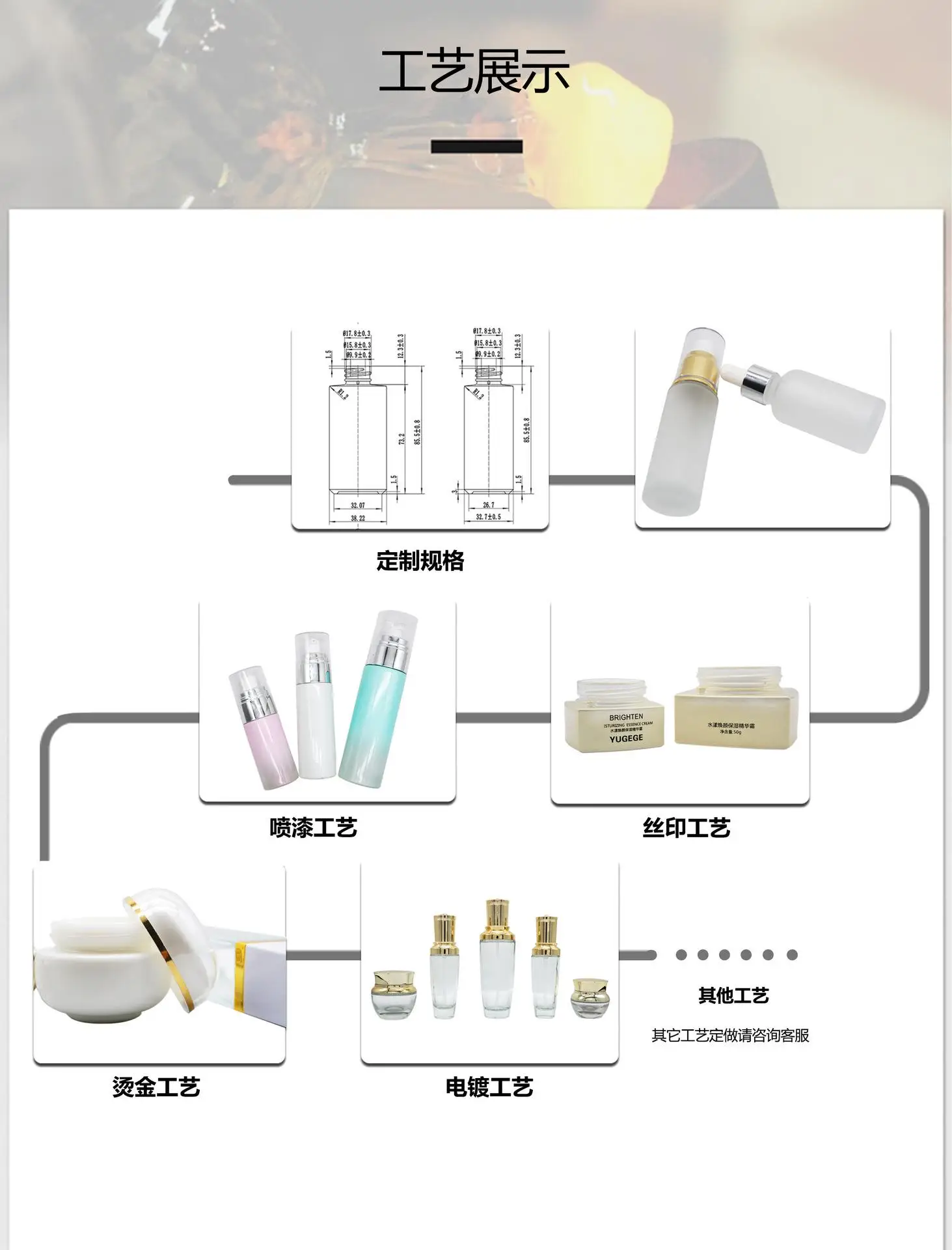 Новый набор для макияжа YUXI черная градиентная стеклянная бутылка под змеиную