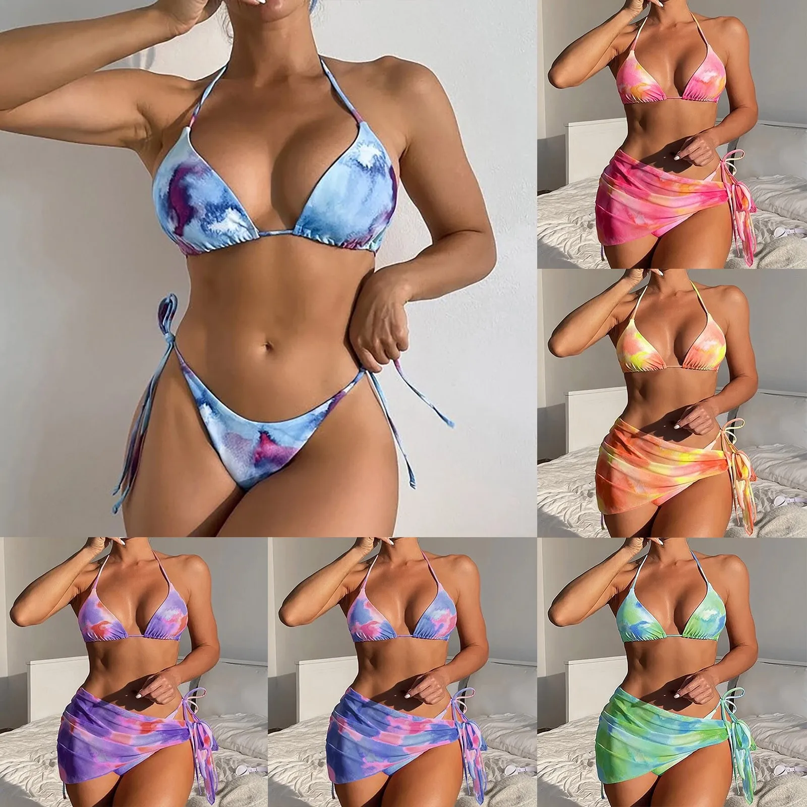 

Women Sexy Fashion Strap Wrap Pad High Waist Prints Bikini Set Brazilian Sports Micro Bikinis pool Female Bathing Suit