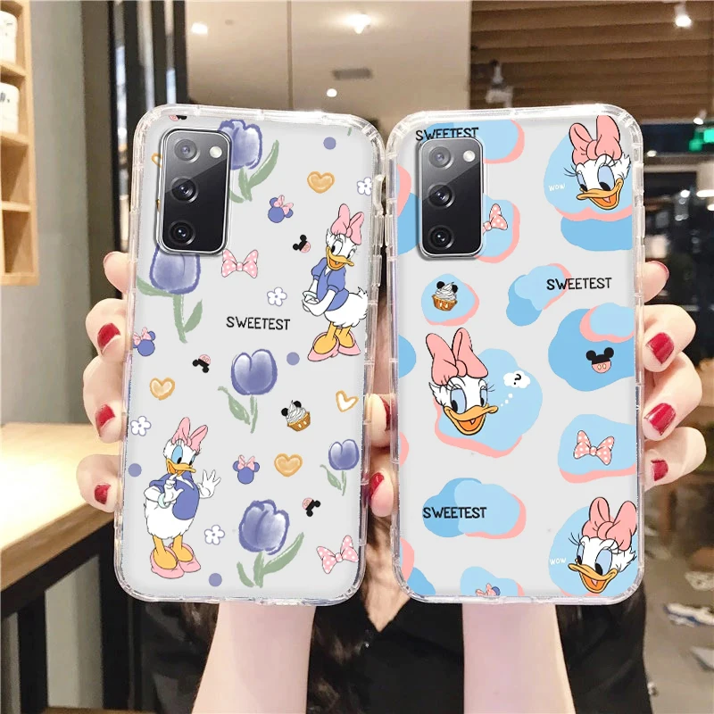 

Disney Daisy Duck Cute Transparent Phone Case For Samsung A73 A72 A71 A53 A52 A51 A42 A33 A32 A23 A22 A21S A12 A03 5G