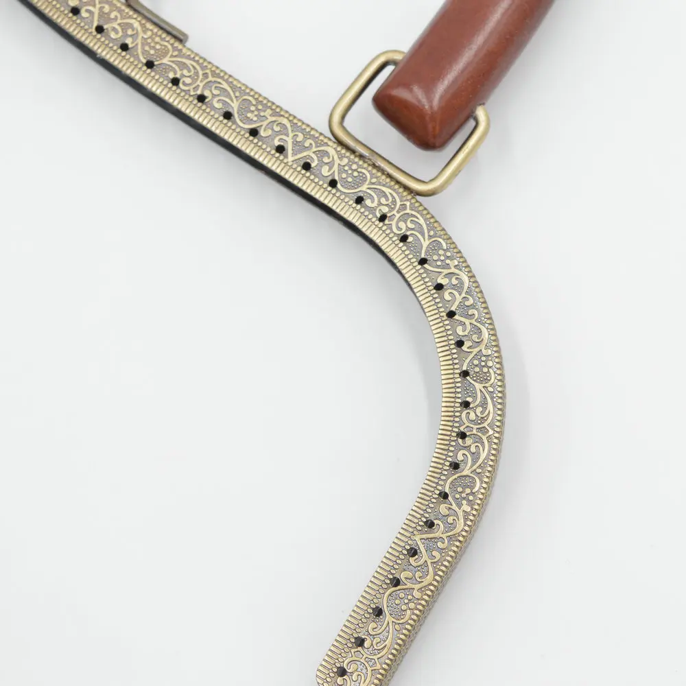10PCS 27cm Metal Purse Frame Wooden Handle DIY Kiss Clasp Lock for Women Clutch Handmade Handbag Antique Bag Accessories