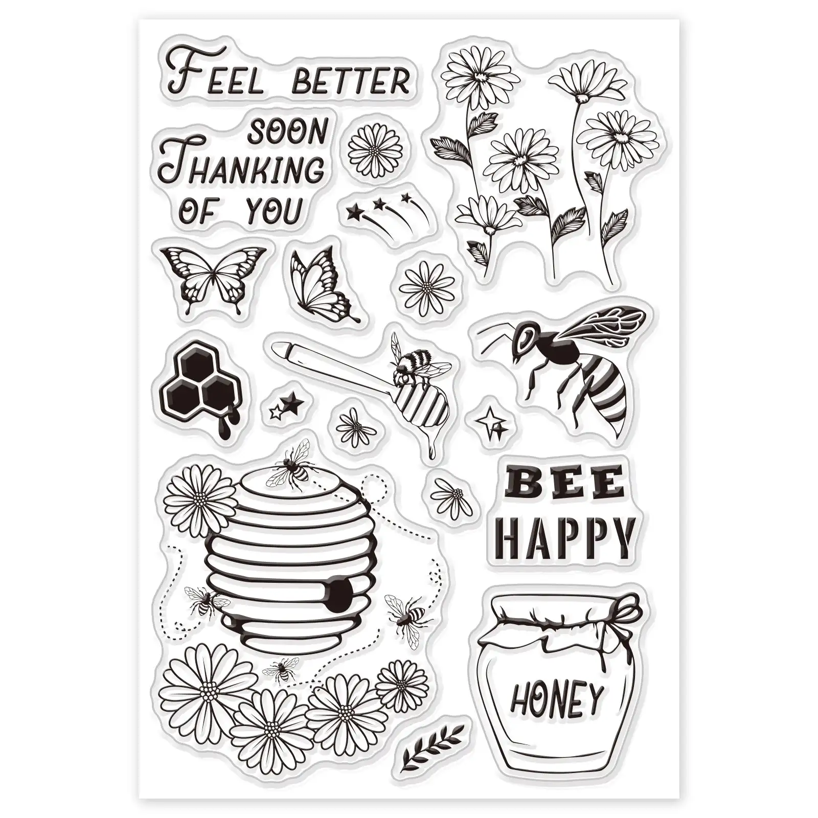 

2023 new CLEAR STAMP bee happy DIY Scrapbook Card album paper craft silicon rubber roller transparent stamps 621