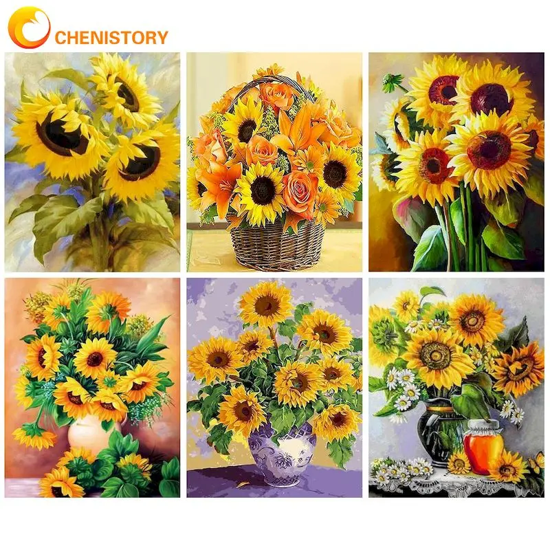 

CHENISTORY Decorative 5D Diamond Painting DIY Gifts Cross Stitch Kits Sunflowers Full Diamond Embroidery For Adults Artwork