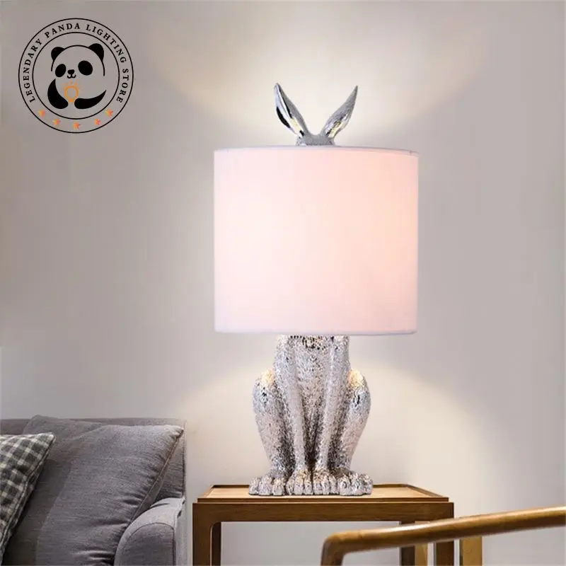 Современная простота настольная лампа креативный маскированный кролик из смолы