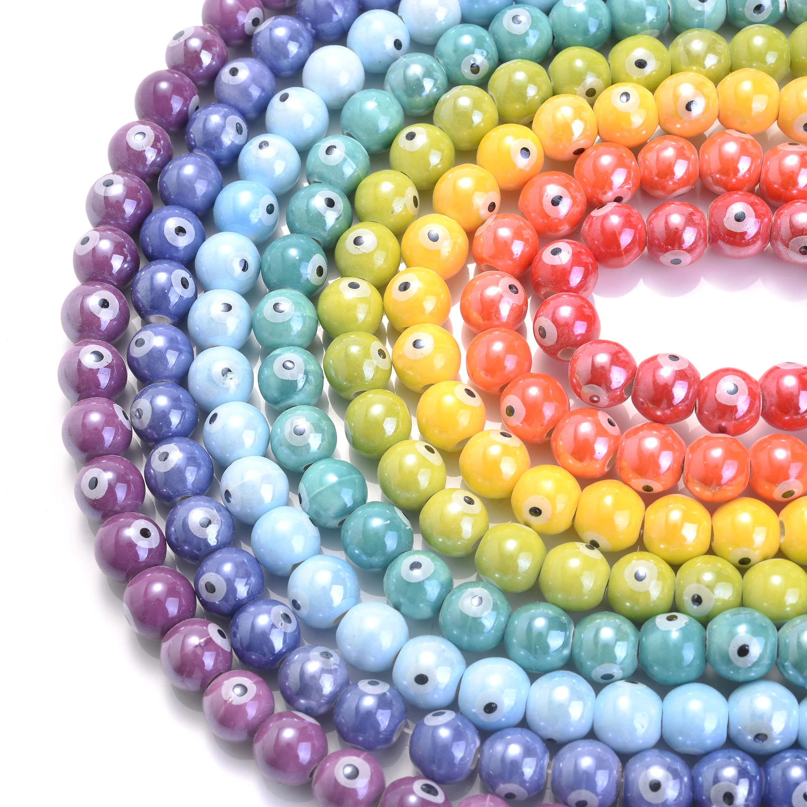 

30 шт. 10 мм керамические бусины от сглаза разноцветные фарфоровые бусины россыпью аксессуары для подарков