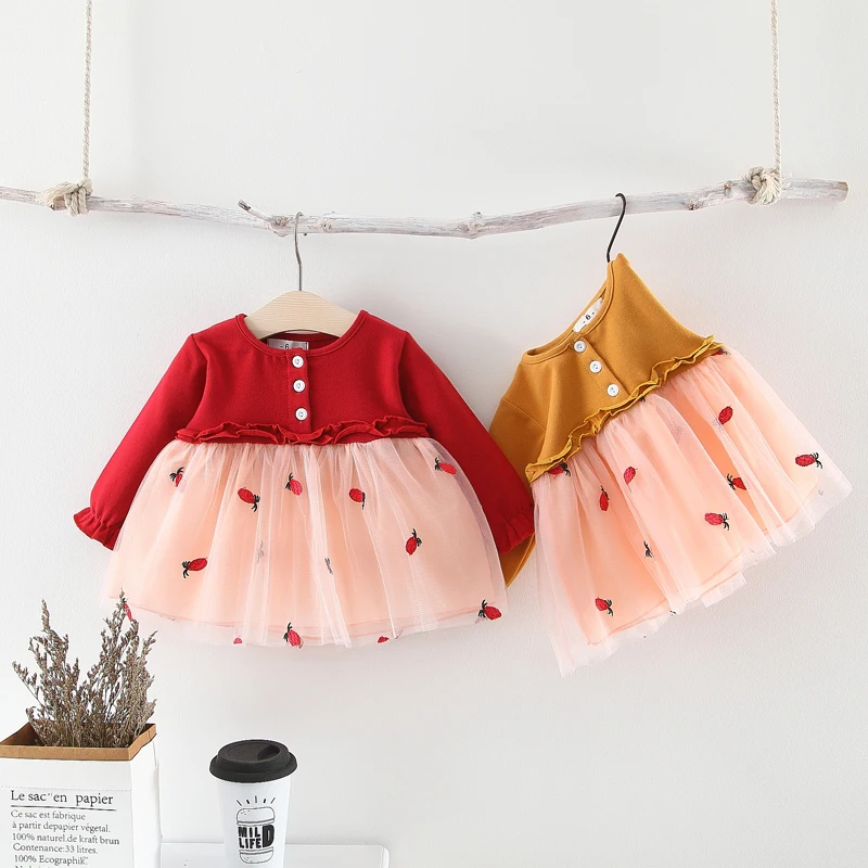 

Baby Girls Sweet Cotton Wedding Embroidery Dress Baby Girl Clothes Children's Clothing Bebe Spring Autumn