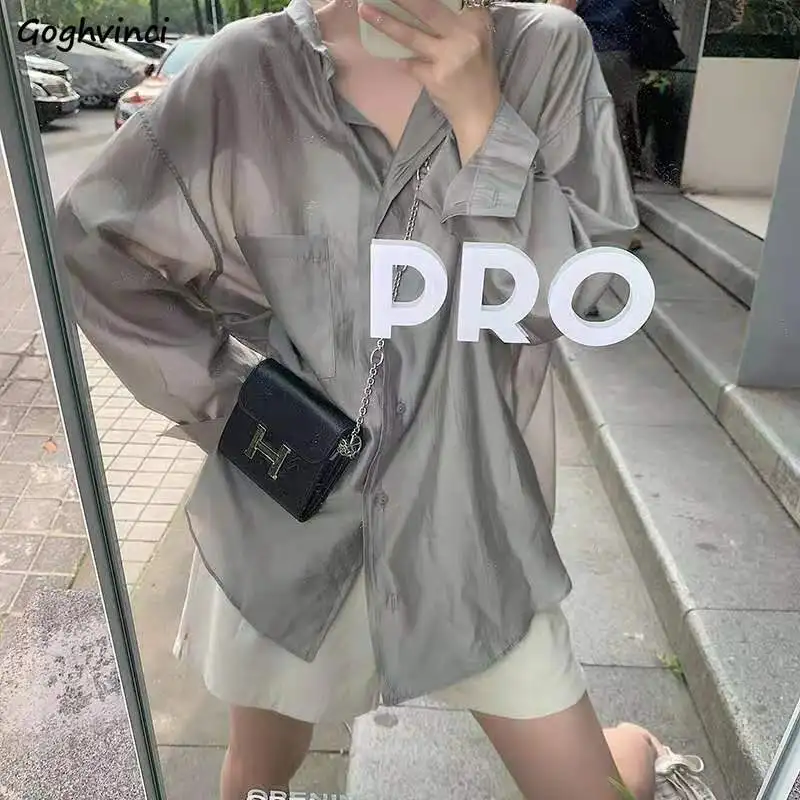

Shirts Women Summer Sun-proof Streetwear Fashion Casual OL Popular Retro Design Female All-match Harajuku Outerwear Long Sleeve