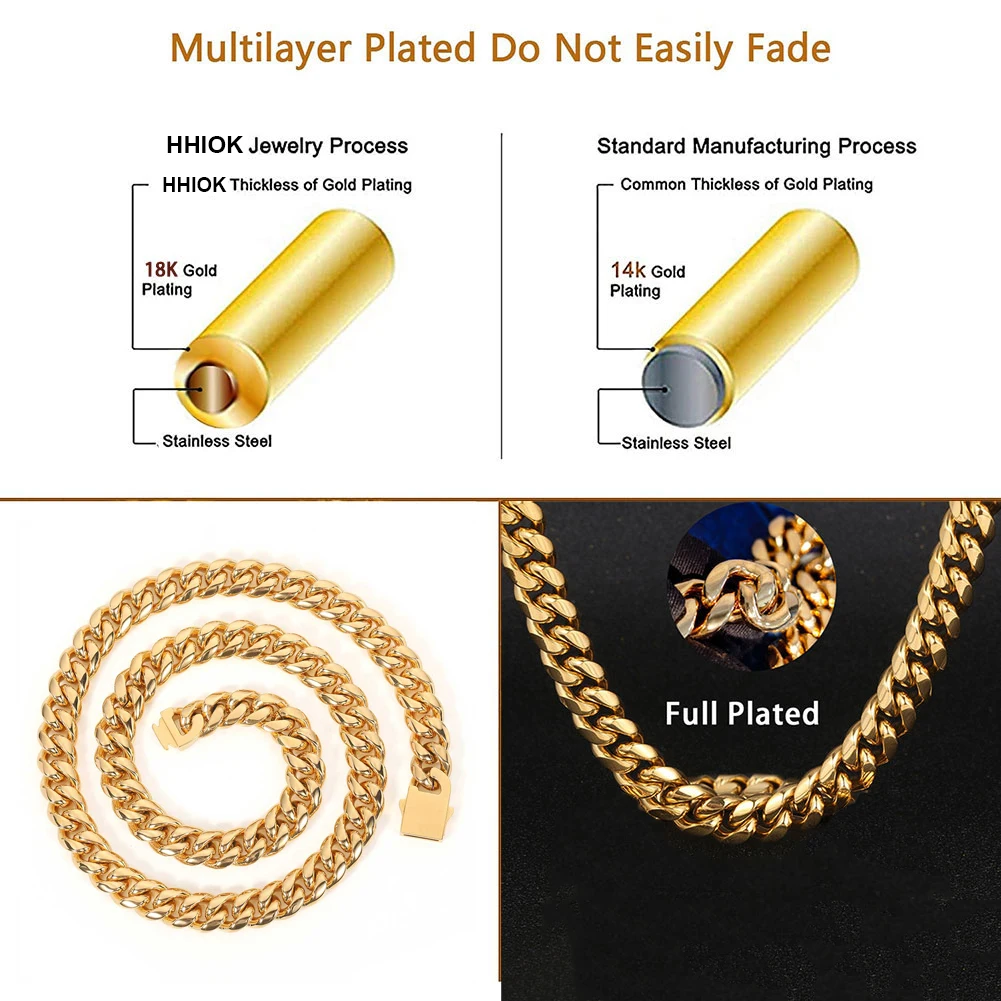 Ювелирные изделия из нержавеющей стали 316L в стиле хип-хоп 8-16 мм панцирная цепь