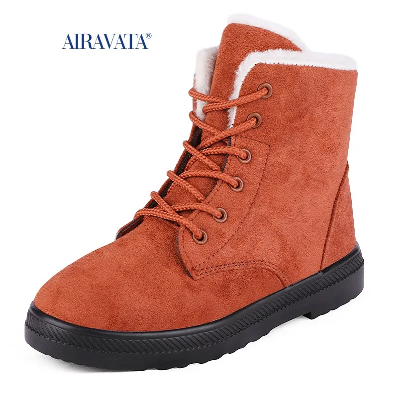 Winter Snow Boots Lady Waterproof Warm Hiking Shoes Womens Lace Up Ankle Boot Non Slip Plush Fur Sneakers Plus Size 35-44