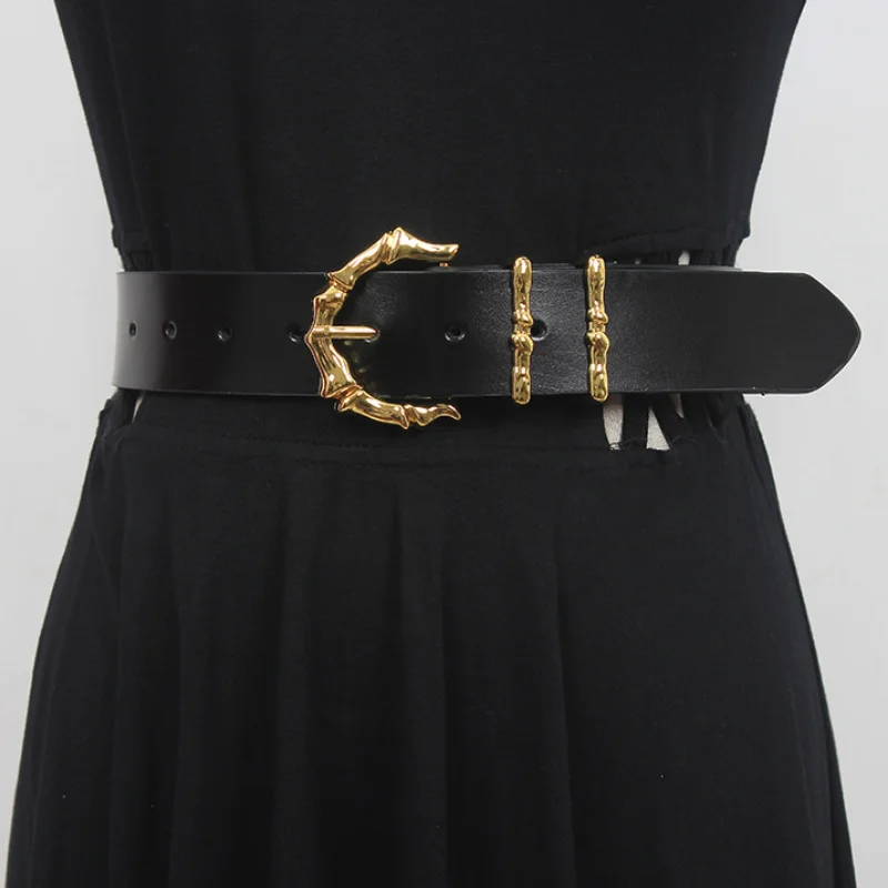 1Pc Deepeel 3cm*100cm Retro Love Women Genuine Leather Belt Brass Pin Buckle Decorative Female Fashion Luxury Corset Belts