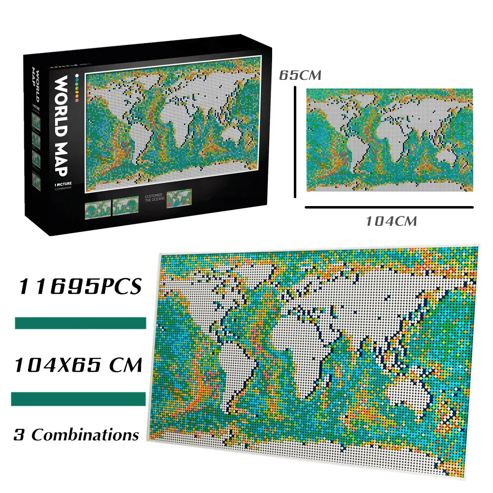 

11695pcs World Map Creative Series Fit 31203 Pixel Art Ornament Decorative Model Building Blocks Bricks Kid Christmas Gift Craft