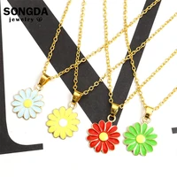 elegant flower daisy necklace for women statement pendant ladys exquisite clavicle chain popular necklaces wedding party jewelry