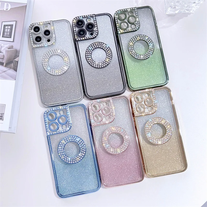 

Luxury Plating Shiny Diamond Phone Case For iPhone 14 Plus 13 12 11 Pro Max Glitter Gradient Soft TPU Cover