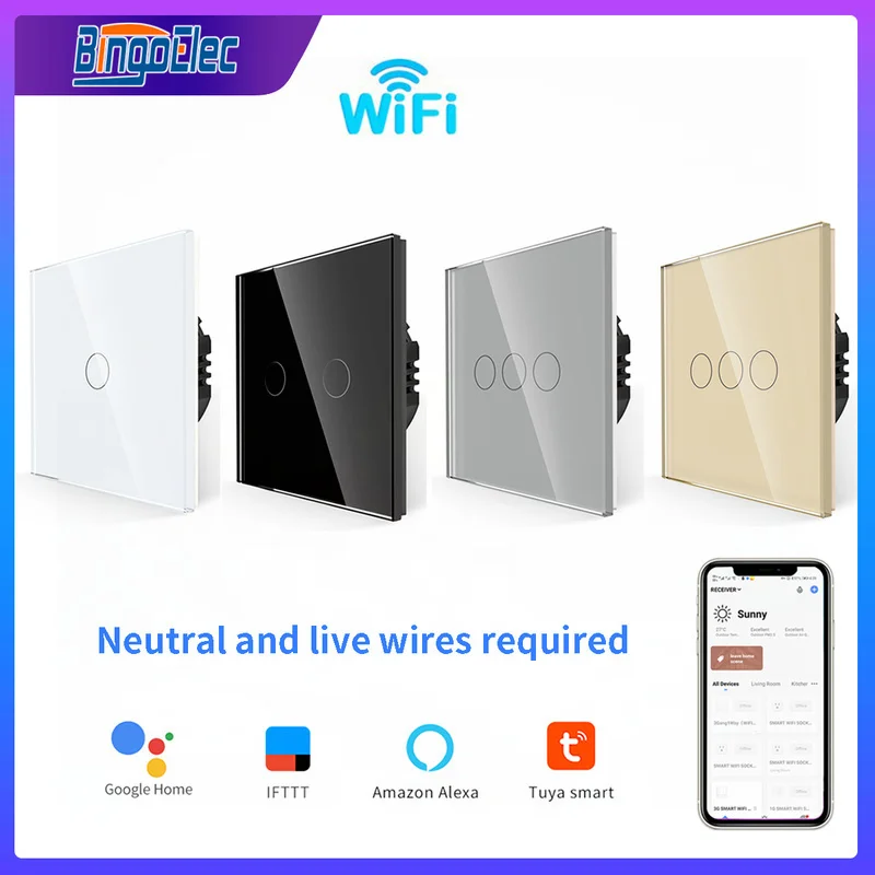 

Умный выключатель Tuya с поддержкой Wi-Fi и сенсорным управлением
