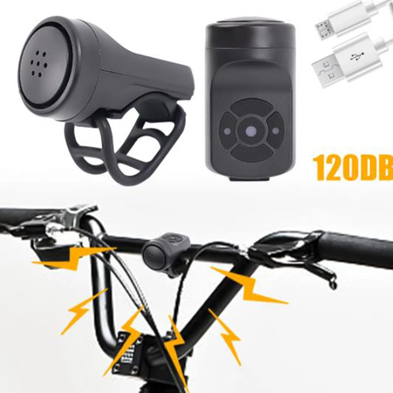 

USB Rechargeable Bicycle Motorcycle Electric Bell Horn 4 Modes Mountain Road Cycling Anti-theft Alarm Horn Bike Accessories